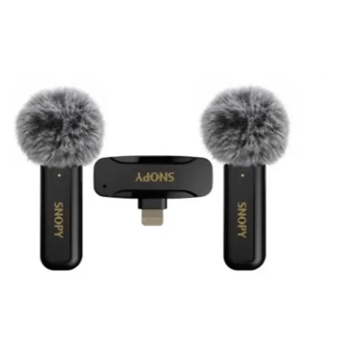 Snopy SN-MW80 Siyah 2 Mikrofonlu Kablosuz Lightning Yaka Mikrofonu