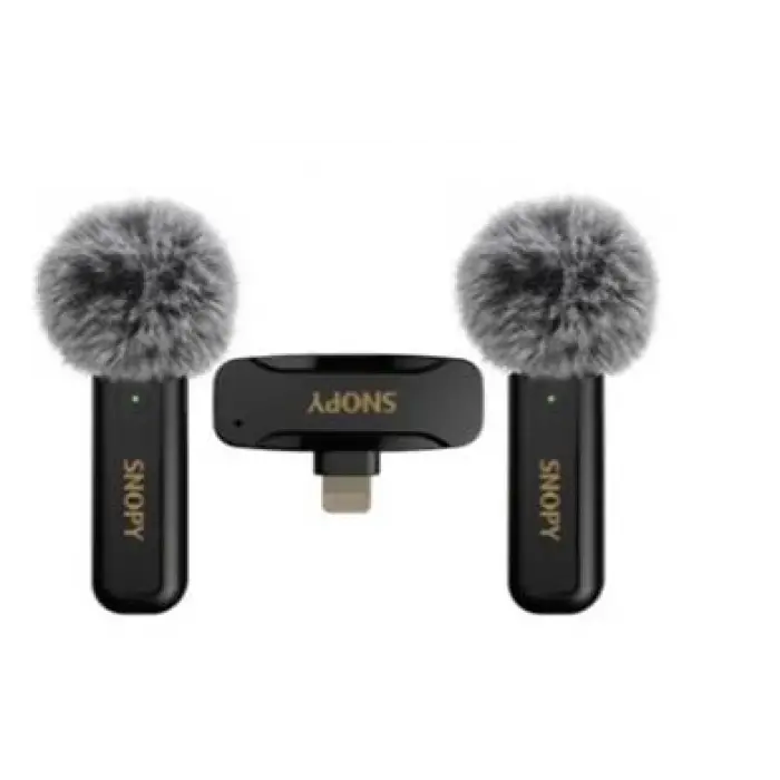 Snopy SN-MW80 Siyah 2 Mikrofonlu Kablosuz Lightning Yaka Mikrofonu