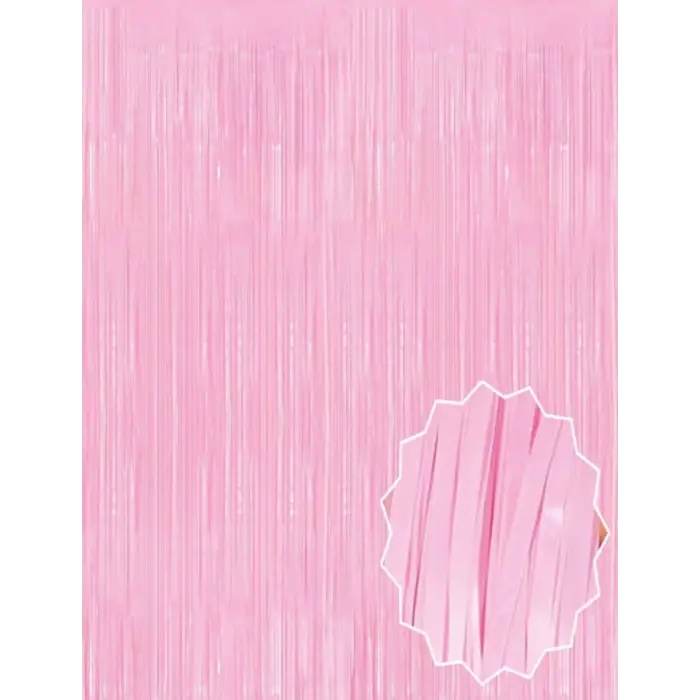 Soft Pembe Püsküllü Kapı Perdesi - Parti, Baby Shower, Cinsiyet Partisi 1x2 M