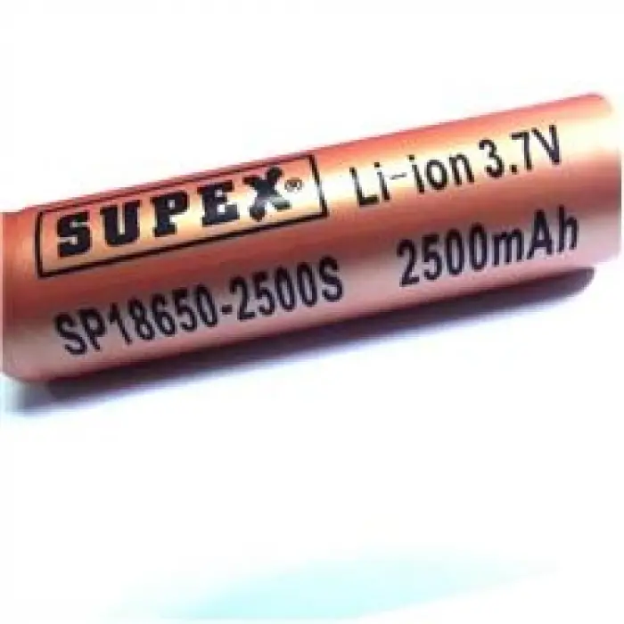 Supex 18650-2500 Şarjlı Li-on Pil Düz Kafa (KDO)