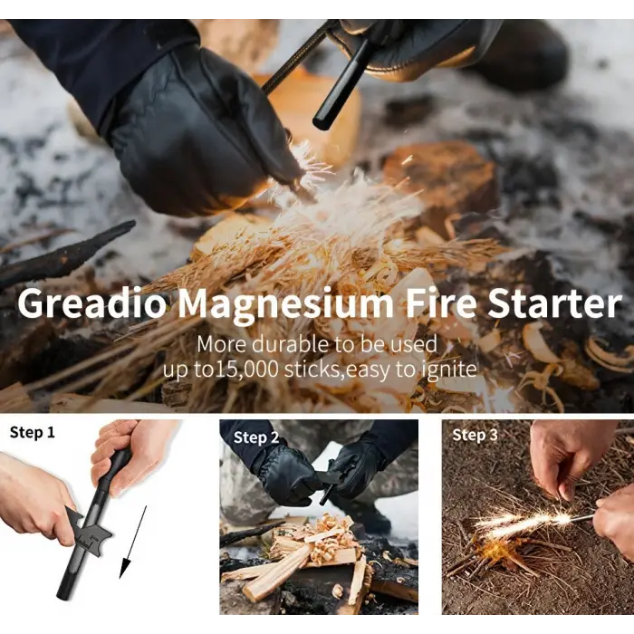 Survive Magnezyum Çubuğu Ateş Başlatıcı Çakmak Taşı