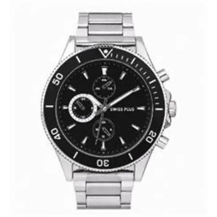 Swiss Plus Man Watch Basic Seri Model-10 ST3516AGS Lüx Black-Silver(Kol Saati) (KDO)