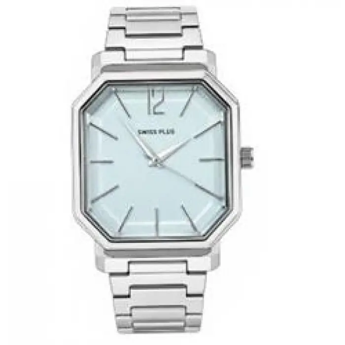Swiss Plus Man Watch Basic Seri Model-11 ST3507AGS Max Plus Light Blue-Silver(Kol Saati) (KDO)