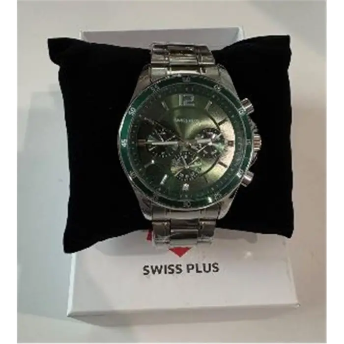 Swiss Plus Man Watch Basic Seri Model-2 ST3516AGS Green-Silver(Kol Saati) (KDO)