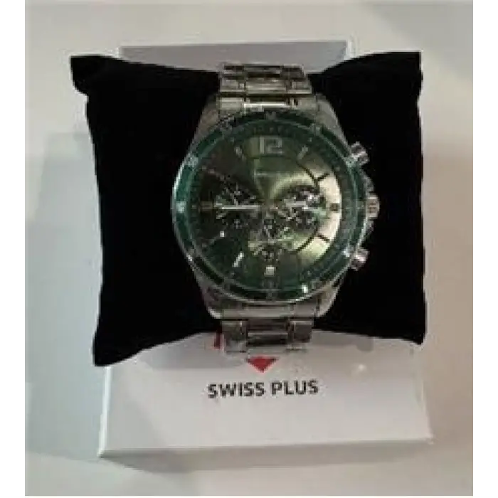 Swiss Plus Man Watch Basic Seri Model-2 ST3516AGS Green-Silver(Kol Saati) (KDO)