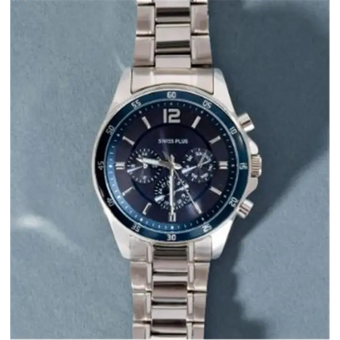 Swiss Plus Man Watch Basic Seri Model-8 ST3516AGS Lüx Blue-Silver(Kol Saati) (KDO)