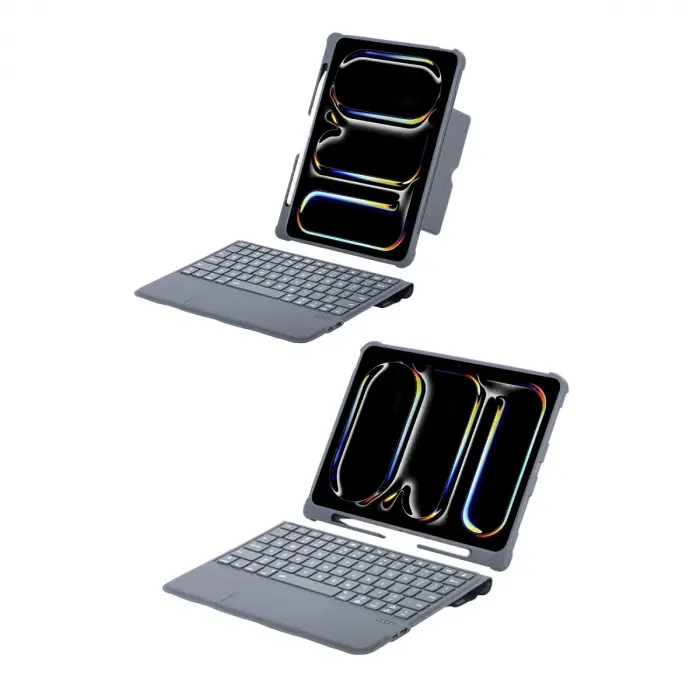 T5504d İpad Pro 11 (2024) Kılıf Palermo Ledli Klavyeli Standlı Tablet Kılıfı - Siyah