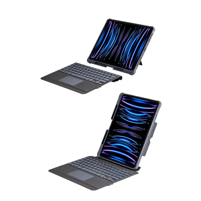 T5509d İpad Pro 12.9 (2022) Kılıf Palermo Ledli Klavyeli Standlı Tablet Kılıfı - Siyah