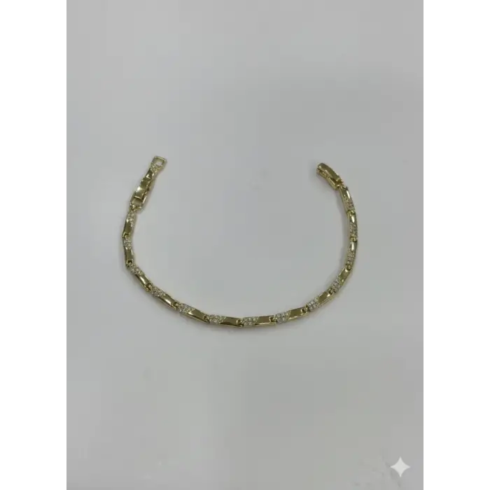    Zirkon Taşlı Pirinç Cm Bileklik 17+2 Cm  - Kbl0399