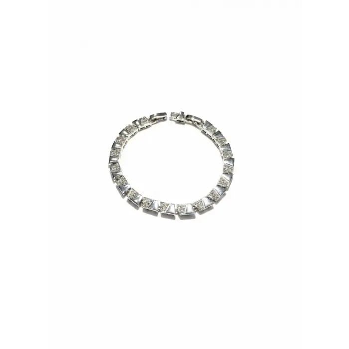 Rodyum Zirkon Taşlı Pirinç Cm Bileklik 17+2 Cm  - Kbl0433
