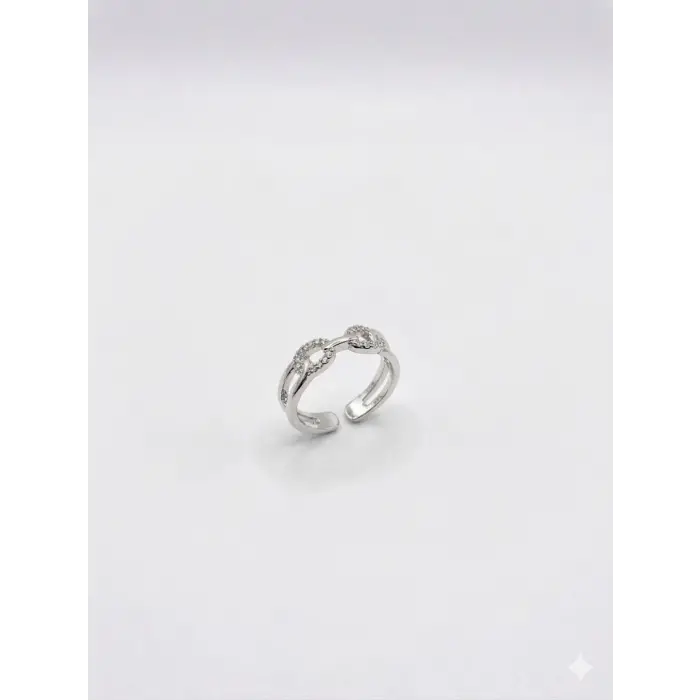 Ayarlanabilir Rodyum Zirkon Taşlı Pirinç Bijuteri Yüzük - Yz0236-1