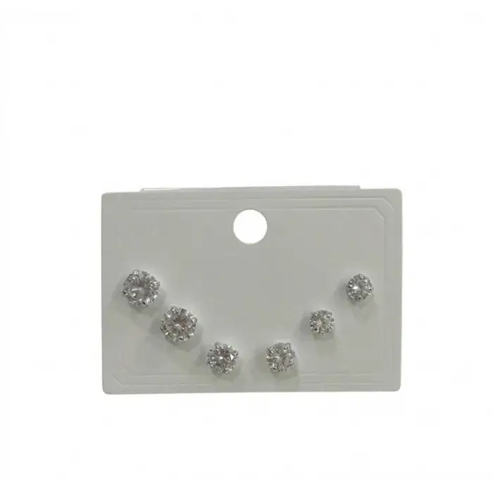 Rodyum Zirkon Taşlı Pirinç Altılı  Kombin Küpe - Kp00611