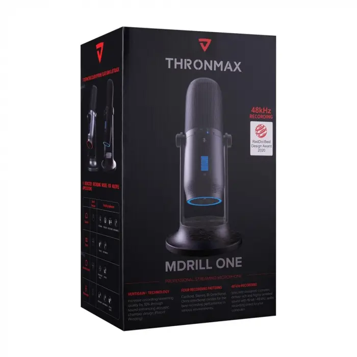Thronmax M2 MDRILL ONE Siyah USB 48Khz 16Bit HD Stüdyo 4Tip Kayıt RGB 3,5mm Led Type-C Mikrofon (KDO)
