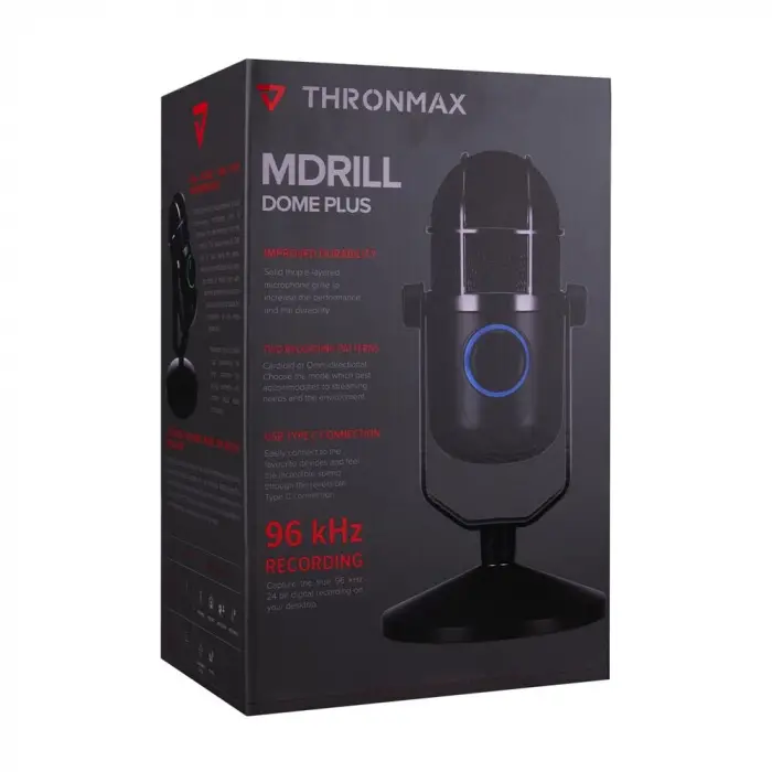 Thronmax M3Plus MDRILL DOME PLUS Siyah USB 96Khz 24bit HD 3,5mm Ses Kontrol Ledli Mikrofon (KDO)