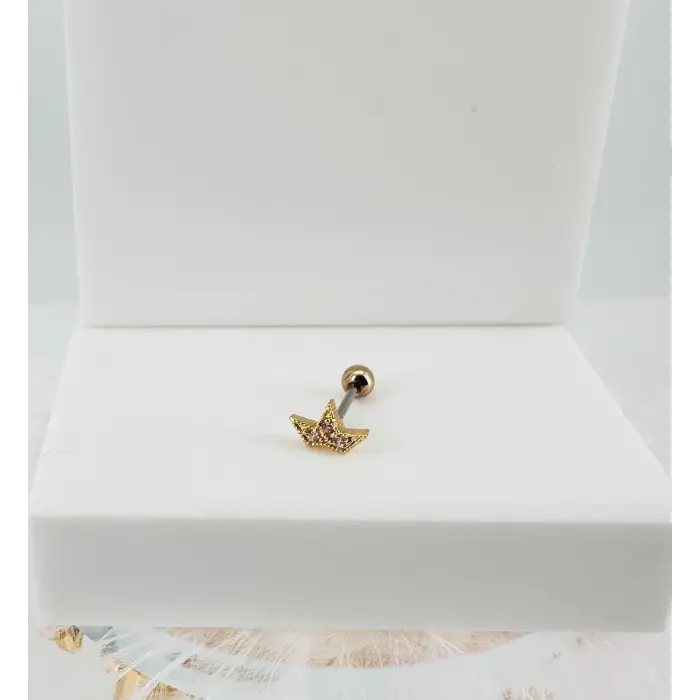 Zirkon Taşlı Uç Kısmı : Pirinç Kıkırdak Bar Uzunluğu : 6 Mm / Bar Kalınlığı 0.8 Mm / Top Boyu 3 Mm - Pt0037-1