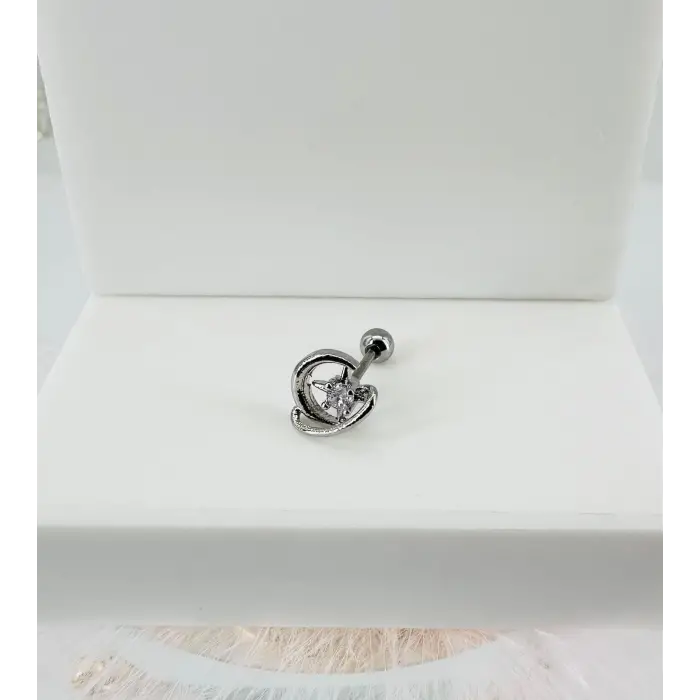 Rodyum Zirkon Taşlı Uç Kısmı : Pirinç Kıkırdak Bar Uzunluğu : 6 Mm / Bar Kalınlığı 0.8 Mm / Top Boyu 3 Mm - Pt0032