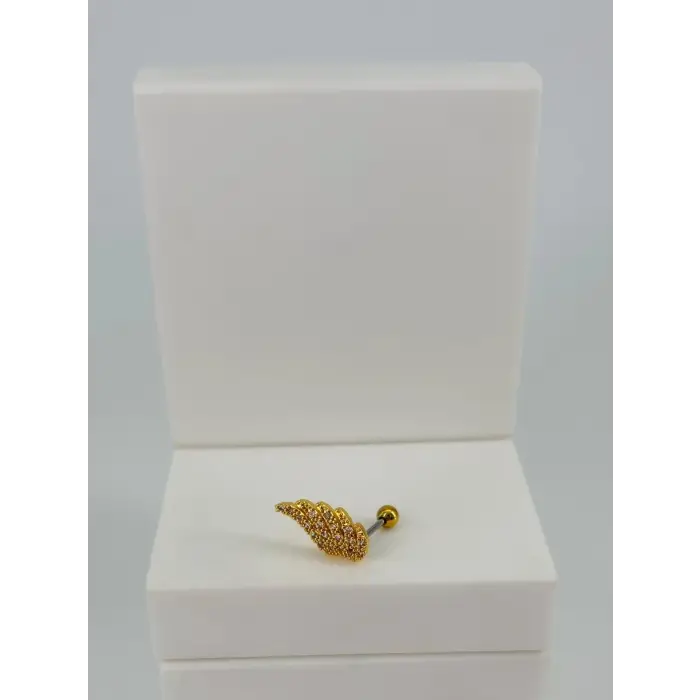 Zirkon Taşlı Uç Kısmı : Pirinç Kıkırdak Bar Uzunluğu : 6 Mm / Bar Kalınlığı 0.8 Mm / Top Boyu 3 Mm  - Pt0055-1