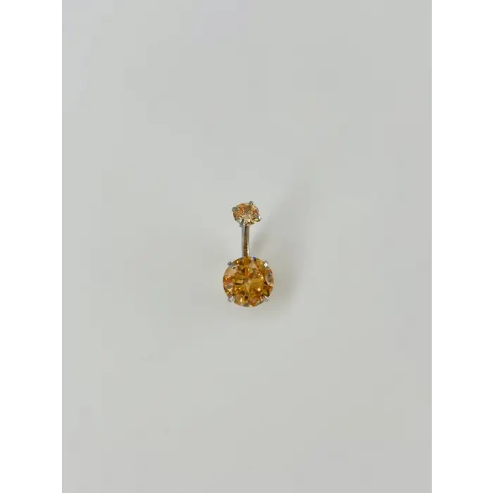 Turuncu Taşlı Göbek Piercing - Pg0016