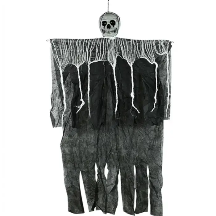 Ürpertici Kuru Kafa Korku Hayalet Saçaklı Dekor 90x50 Cm