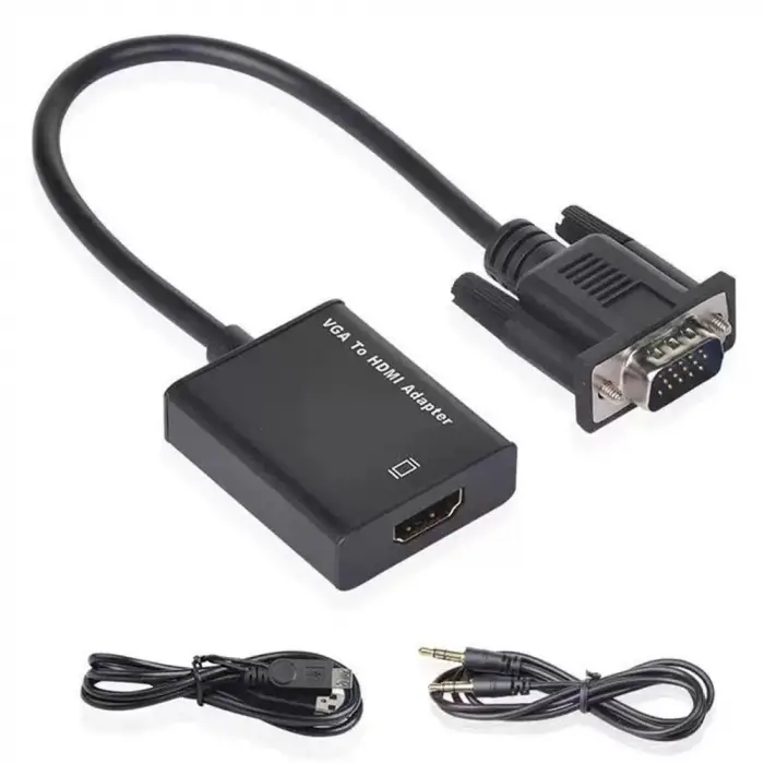 Vcom CG597 Vga Erkek To Hdmi Dişi+AUX Siyah Dönüştürücü (KDO)