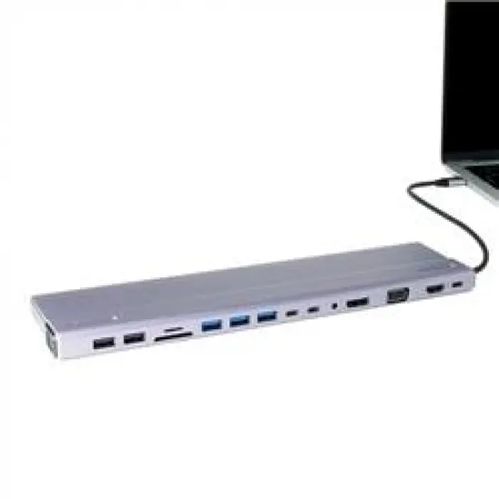 Vcom CU4703 Type-C To USB3.0-3+USB2.0-2+VGA+RJ45+SD+TF+Audio+HDMI+DP+USB-C DATA-2+USB-C Çoklayıcı (KDO)