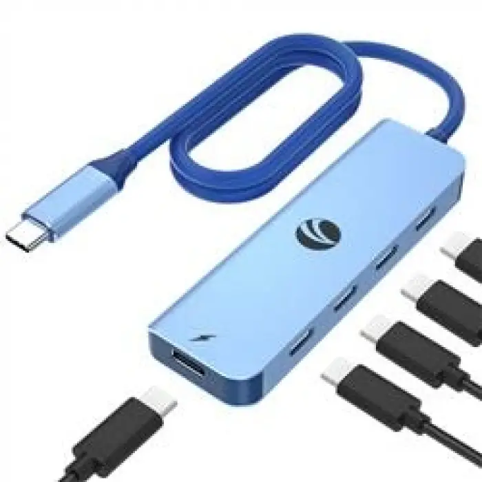 Vcom CUE11s Type-C To 4-Usb-C (10GBps)+Pd 3.0 100W Mavi Çoklayıcı