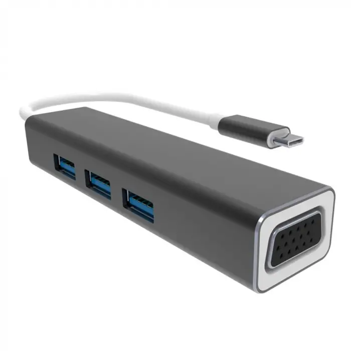 Vcom DH319 Type-C To Usb 3.0-3 Vga Çevirici (KDO)