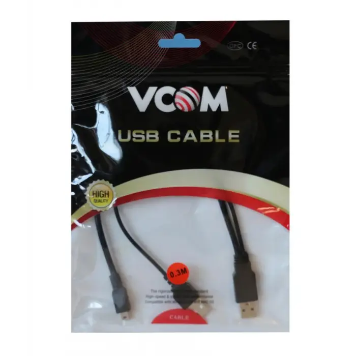 Vcom Usb 2.0 2-Mini Usb 5Pin Black 0.3M (KDO)