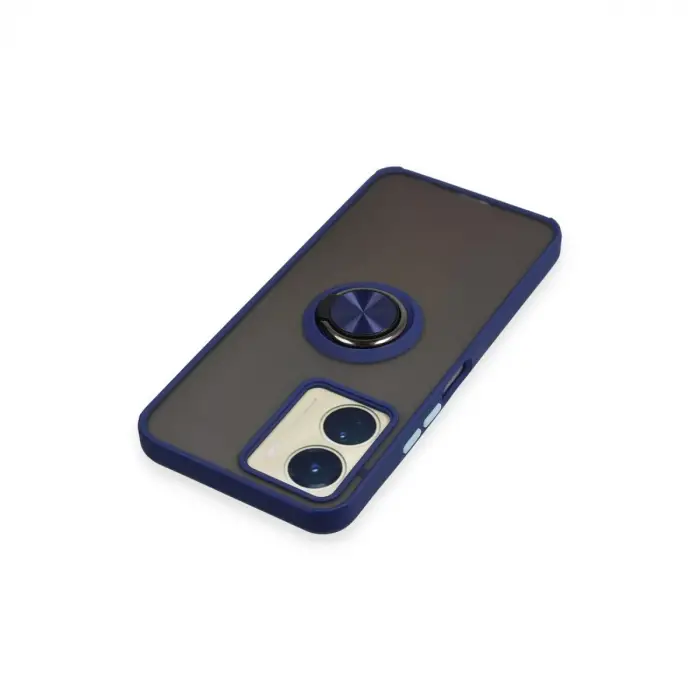 Vivo Y16 Kılıf Montreal Yüzüklü Silikon Kapak - Lacivert