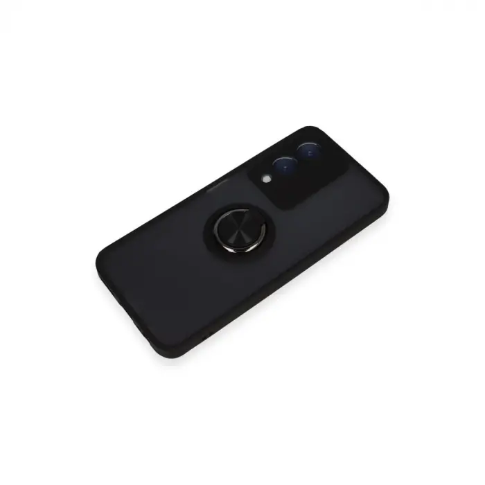 Vivo Y17s Kılıf Montreal Yüzüklü Silikon Kapak - Siyah