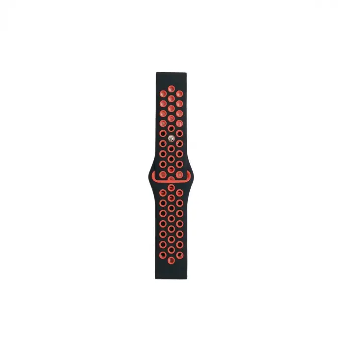 Watch 20mm Spor Delikli Kordon - Siyah-kırmızı