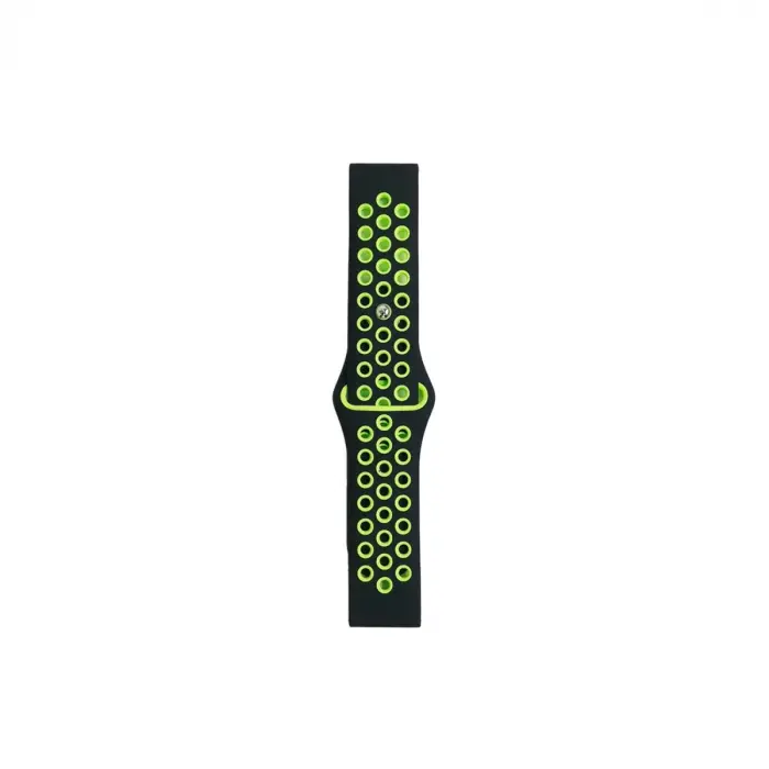 Watch 20mm Spor Delikli Kordon - Siyah-yeşil