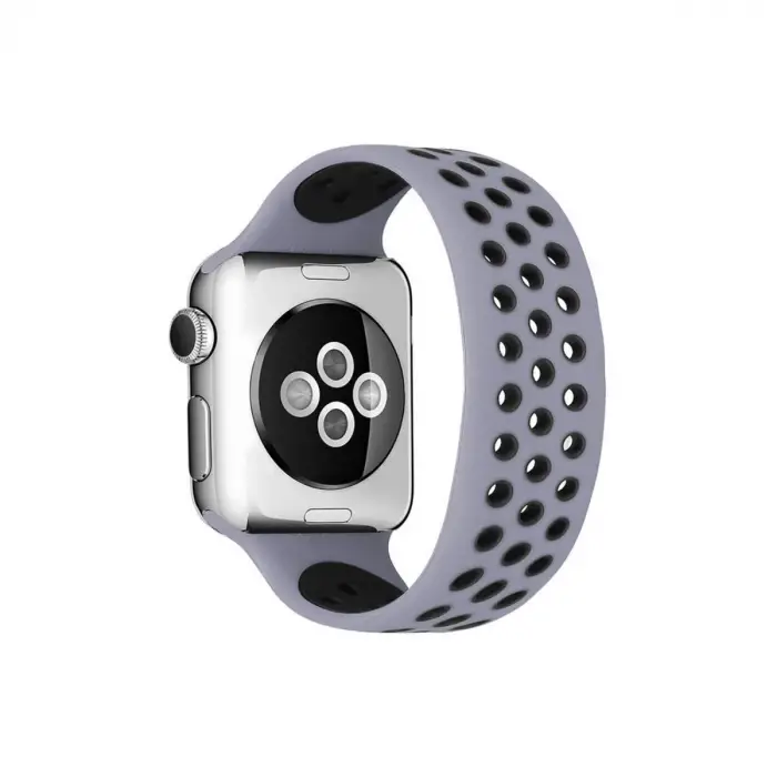 Watch 38mm Ayarlı Delikli Silikon Kordon - Gri-siyah