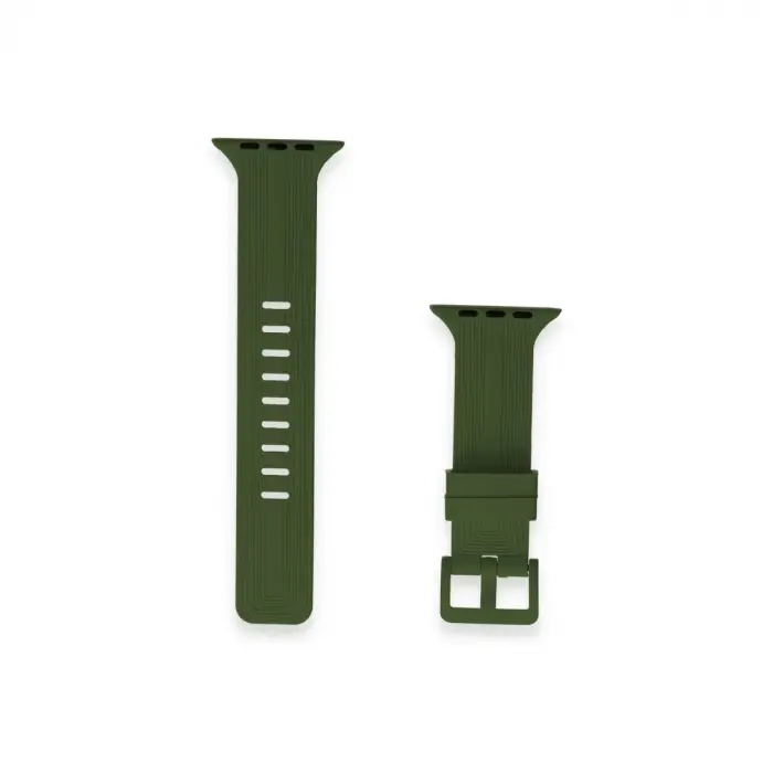 Watch 38mm Kr408 Çizgili Silikon Kordon - Koyu Yeşil