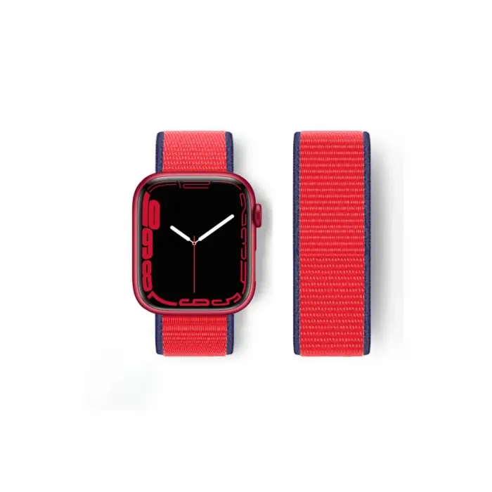 Watch 42mm Hasırlı Cırtcırtlı Kordon - Kırmızı