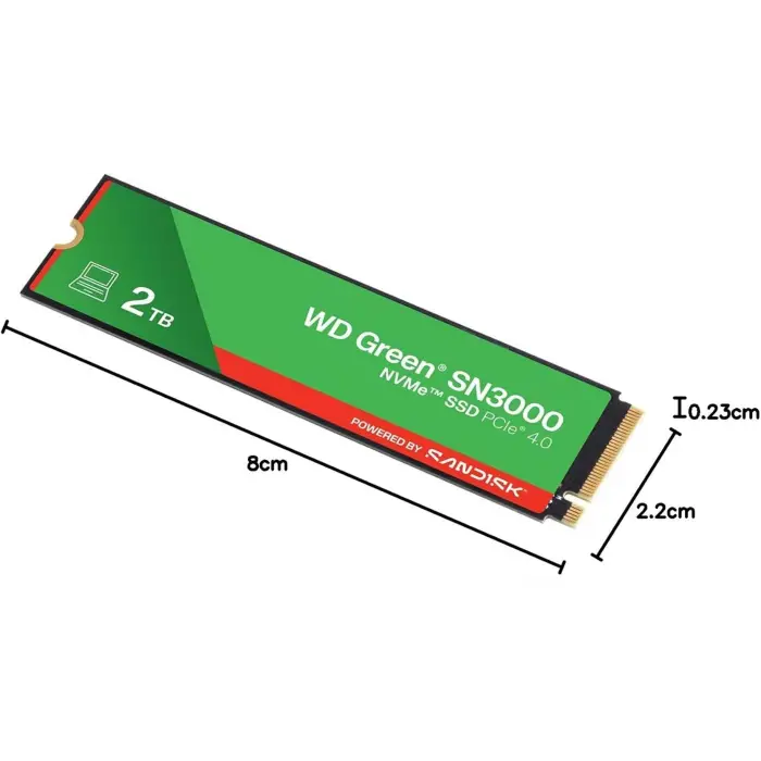 Wd 2TB Green SN3000 M.2 NVMe 5.000 MB-4.000 MB WDS200T4G0E Ssd Disk