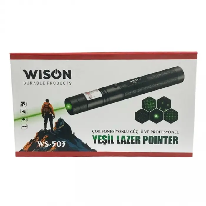 Wison Ws-503 100mw Desen Başlıklı Şarjlı Yeşil Lazer Pointer