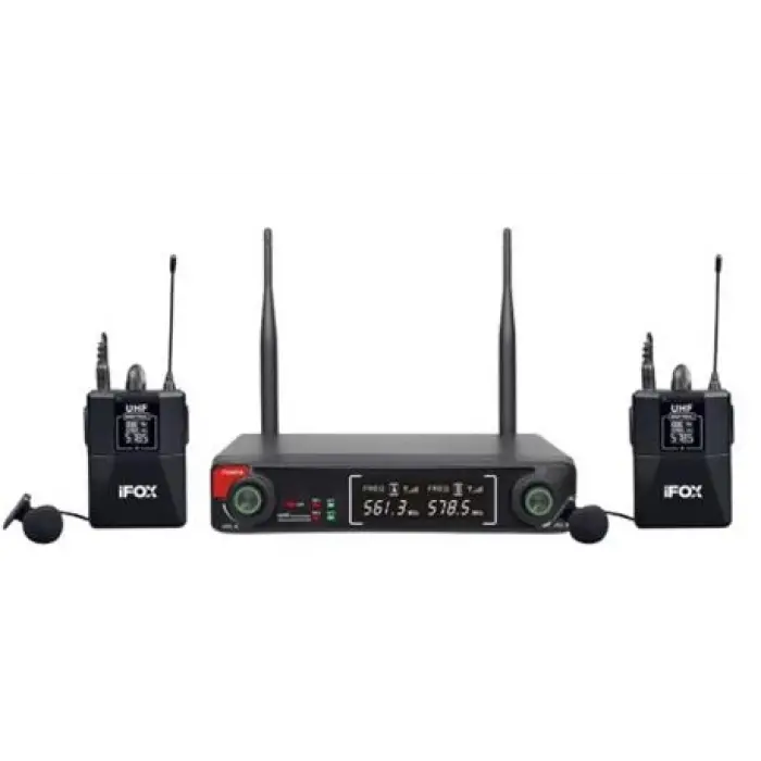 Wöller FX-700YY UHF Çift Kanallı Led Ekran 2li Kablosuz Yaka Mikrofonu