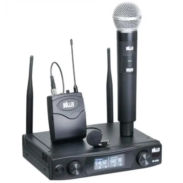 Wöller W-920EY UHF Çift Kanallı Led Ekran Kablosuz Yaka ve El Mikrofonu