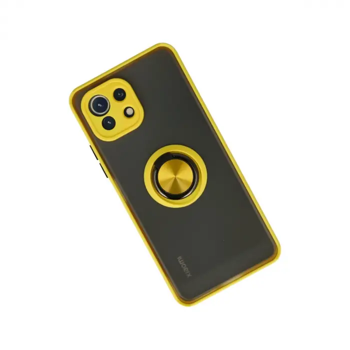 Xiaomi Mi 11 Lite Kılıf Montreal Yüzüklü Silikon Kapak - Sarı