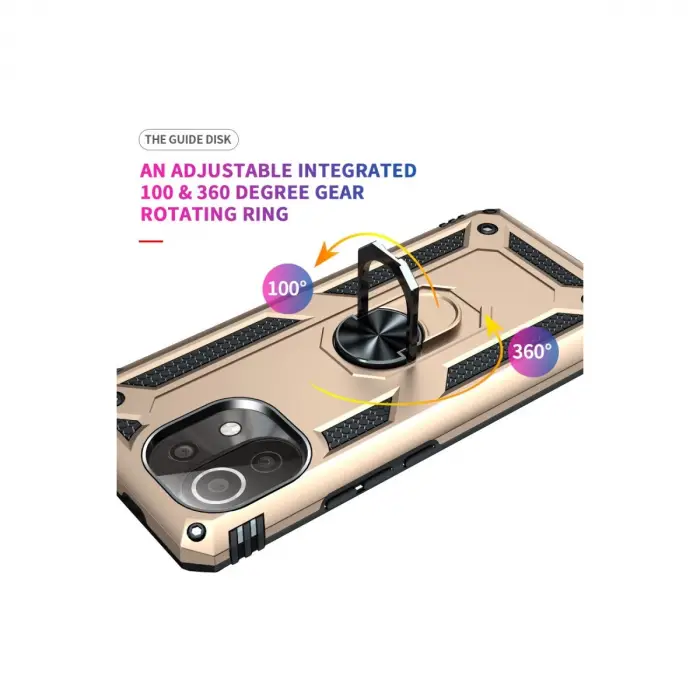 Xiaomi Mi 11 Lite Kılıf Sofya Yüzüklü Silikon Kapak - Gold