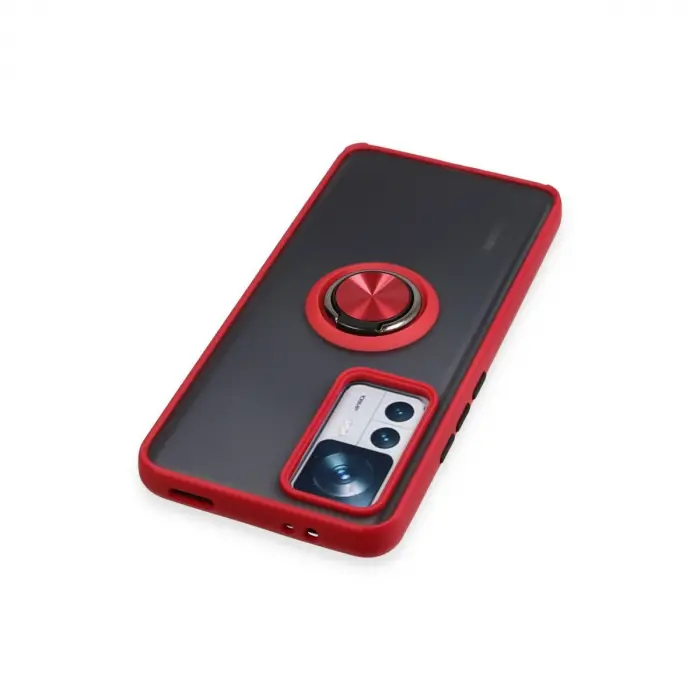 Xiaomi Mi 12t Pro Kılıf Montreal Yüzüklü Silikon Kapak - Kırmızı
