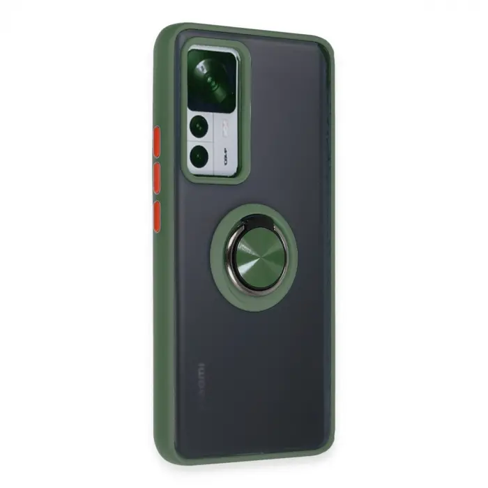 Xiaomi Mi 12t Pro Kılıf Montreal Yüzüklü Silikon Kapak - Yeşil