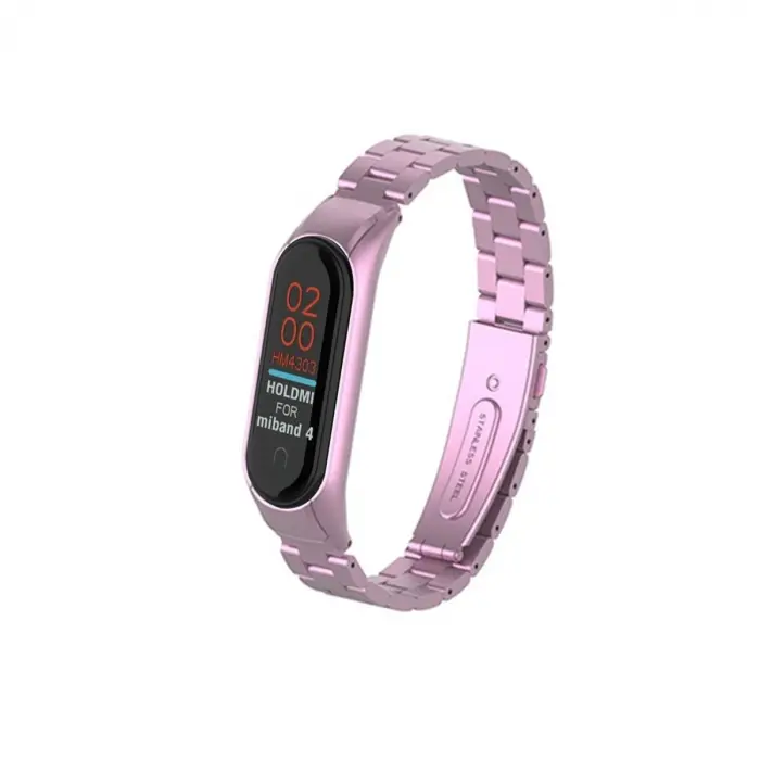 Xiaomi Mi Band 4 Metal Baklalı Kordon - Rose