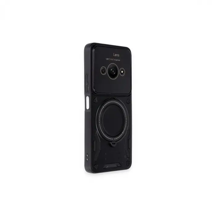 Xiaomi Poco C61 Kılıf Joy Lens Standlı Kapak - Siyah
