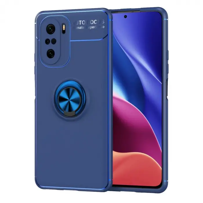 Xiaomi Poco F3 Kılıf Range Yüzüklü Silikon - Mavi
