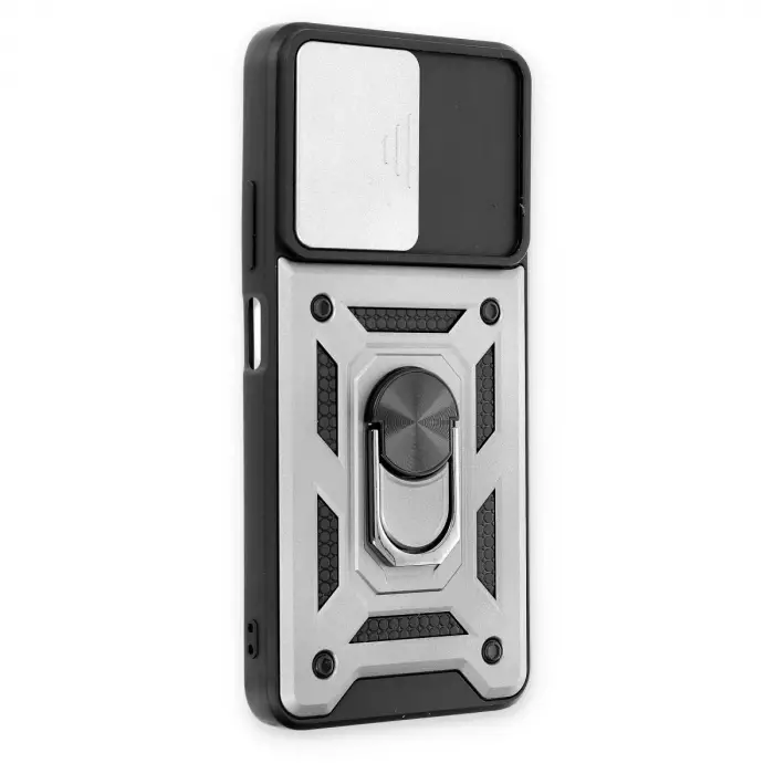 Xiaomi Poco M4 Pro 5g Kılıf Pars Lens Yüzüklü Silikon - Gümüş