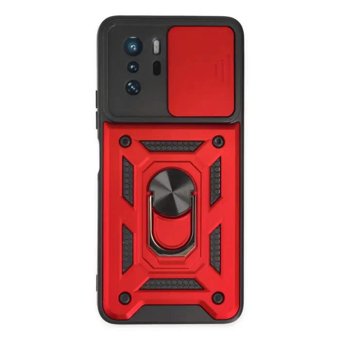 Xiaomi Poco X3 Gt Kılıf Pars Lens Yüzüklü Silikon - Kırmızı