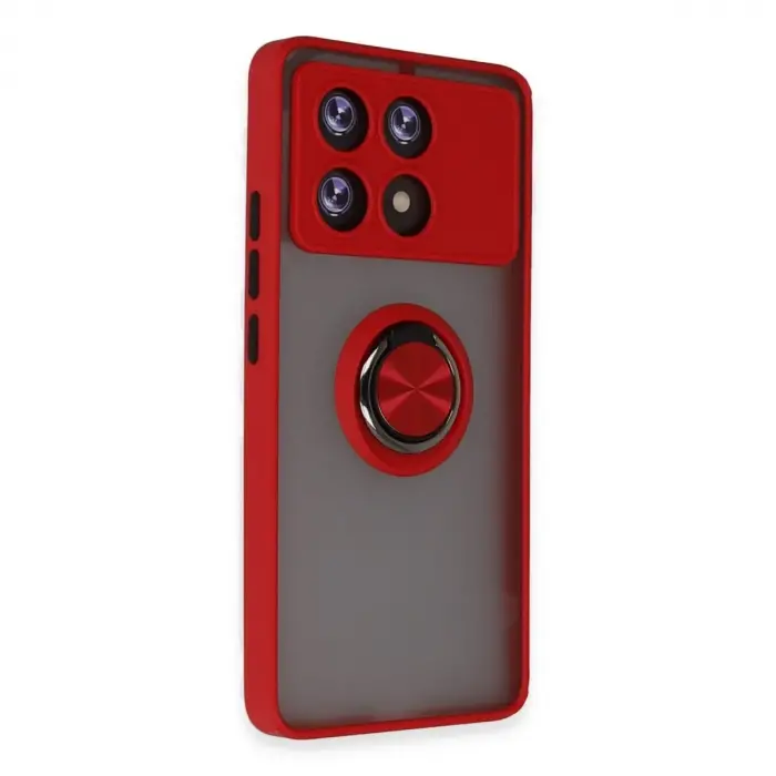 Xiaomi Poco X6 Pro Kılıf Montreal Yüzüklü Silikon Kapak - Kırmızı
