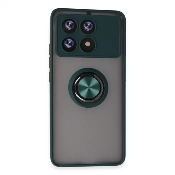 Xiaomi Poco X6 Pro Kılıf Montreal Yüzüklü Silikon Kapak - Yeşil